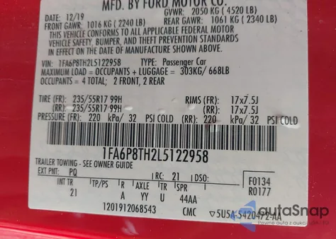 2020 Ford Mustang Ecoboost Fastback from USA, damaged, VIN 1FA6P8TH2L5122958